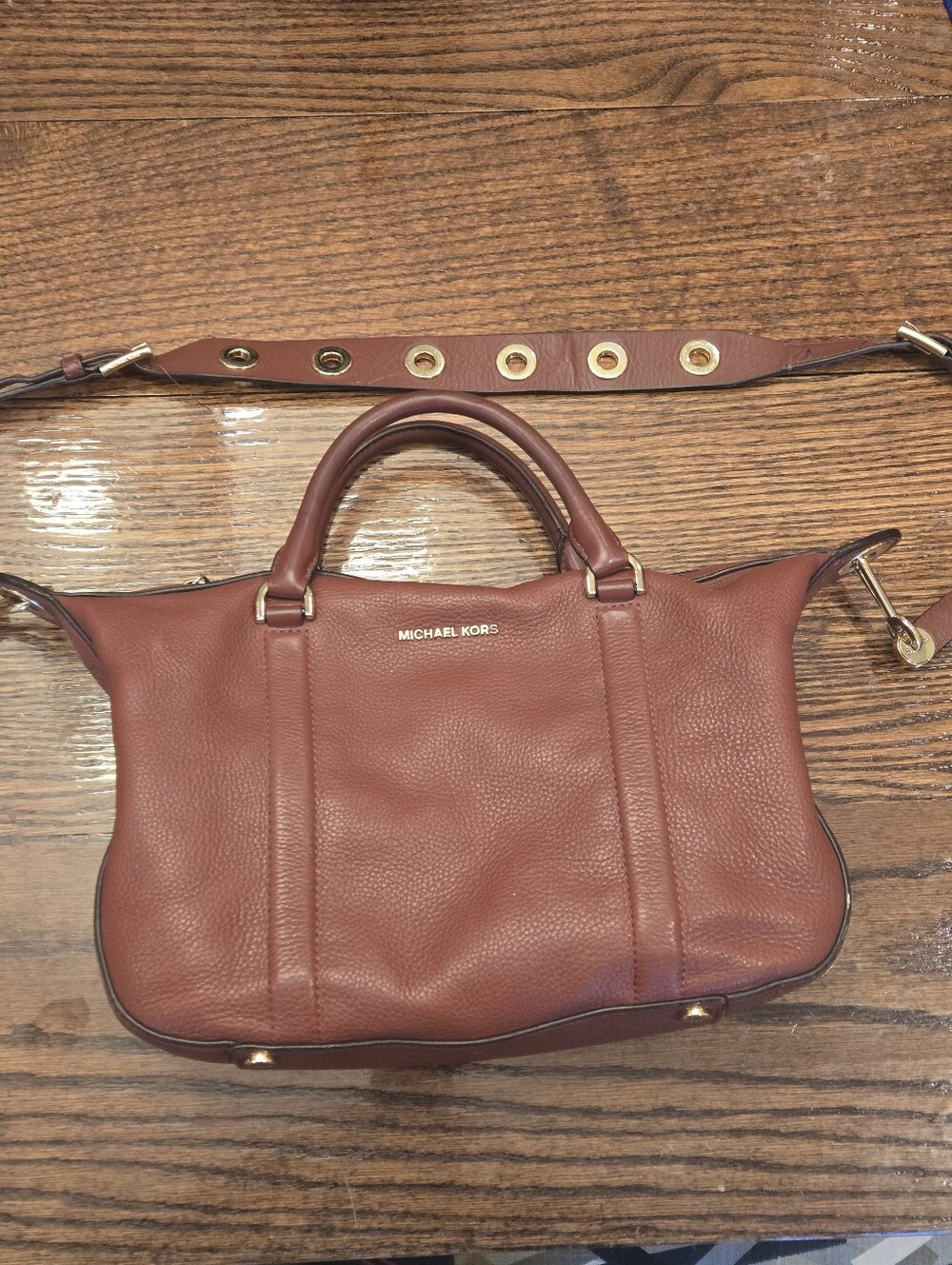 Michael Kors Raven Large Leather Satchel - Brick